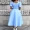 Summer Commuter Short-sleeved Pleated Solid Color Square-neck Large Skirt Party Dress Dress Womens Clothes African Style